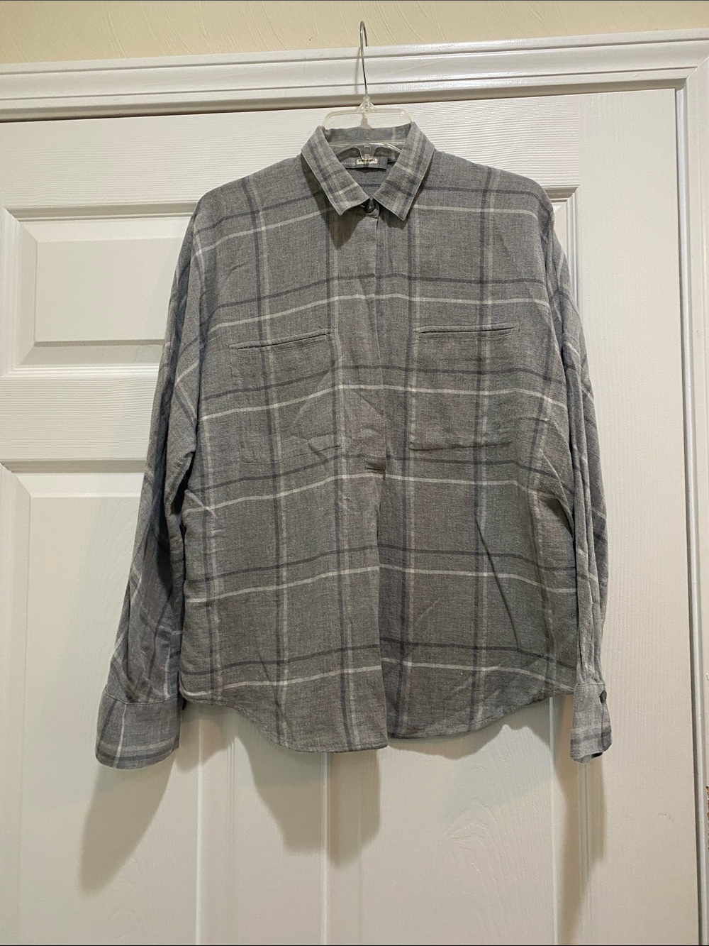 Vince Gray Plaid Button-Up Shirt